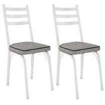 Kit 2 Cadeiras Para Cozinha Tubular D-13 Nara De Aço Branco/grafiato