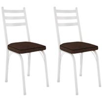 Kit 2 Cadeiras Para Cozinha Tubular D-13 Nara De Aço Branco/imbuia