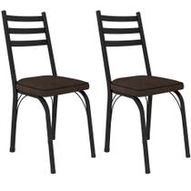 Kit 2 Cadeiras Para Cozinha Tubular D-13 Nara De Aço Preto-imbuia