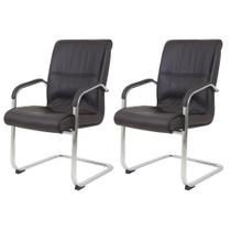 Kit 2 Cadeiras Para Escritório Diretor Big Fixa Poltrona Base Cromada Espuma InjetadaPreta