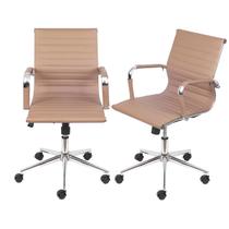 Kit 2 Cadeiras para Escritório Esteirinha Baixa Office Giratória Caramelo - Or Design