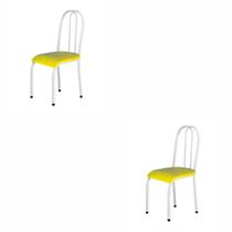Kit 2 Cadeiras Para Mesa De Jantar 104 Branco/Amarelo