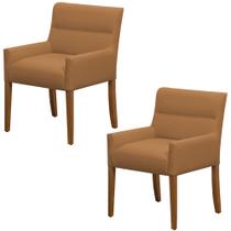 Kit 2 Cadeiras Para Mesa de Jantar Angel Base Madeira Corano Caramelo - Nexta Casa