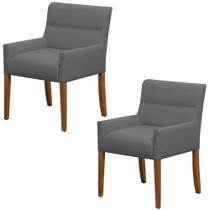 Kit 2 Cadeiras Para Mesa de Jantar Angel Base Madeira Corano Cinza - Nexta Casa