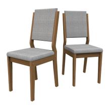 Kit 2 Cadeiras para mesa de Jantar Carol Imbuia/Linho Cinza New Ceval