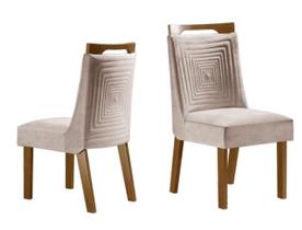 Kit 2 Cadeiras para Mesa de Jantar Estofada com Costura Geométrica - Eldora - LJ Móveis