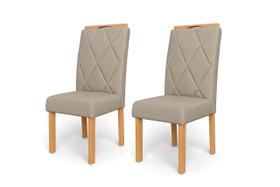 Kit 2 Cadeiras Para Mesa de Jantar Estofada Linho Lara Bege - Rede Móveis
