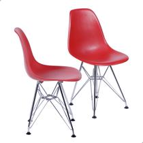 Kit 2 Cadeiras Para Mesa Sala De Jantar Cozinha Vermelha Base Cromada