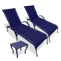 Kit 2 Cadeiras para Piscina Reclináveis em Alumínio Julia + Mesa