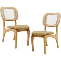 Kit 2 Cadeiras Para Sala de Jantar Cozinha Estofada e Tela Mariah L02 material sintético Fendi - Lyam Decor