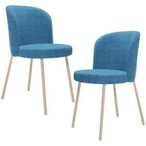 Kit 2 Cadeiras Para Sala de Jantar Cozinha Estofada Gavi Arena L02 Linho Azul - Lyam Decor