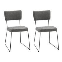 Kit 2 Cadeiras para Sala de Jantar Escritório Estofada Base em Aço Roma Cinza/Preto Kit 2 Cadeiras para Sala de Jantar Escritório Estofada Base em Aço Roma Cinza/Preto