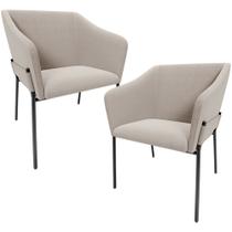 Kit 2 Cadeiras Para Sala de Jantar Estar Living Olívia L02 Bouclê Creme - Lyam Decor Kit 2 Cadeiras Para Sala de Jantar Estar Living Olívia L02 Bouclê Creme - Lyam Decor