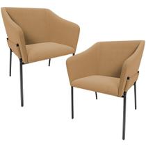 Kit 2 Cadeiras Para Sala De Jantar Estar Living Olívia L02 Bouclê Mostarda - Lyam Decor Kit 2 Cadeiras Para Sala De Jantar Estar Living Olívia L02 Bouclê Mostarda - Lyam Decor