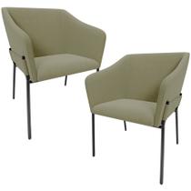 Kit 2 Cadeiras Para Sala de Jantar Estar Living Olívia L02 Bouclê Oliva - Lyam Decor Kit 2 Cadeiras Para Sala de Jantar Estar Living Olívia L02 Bouclê Oliva - Lyam Decor