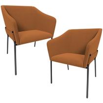 Kit 2 Cadeiras Para Sala de Jantar Estar Living Olívia L02 Bouclê Terracota - Lyam Decor Kit 2 Cadeiras Para Sala de Jantar Estar Living Olívia L02 Bouclê Terracota - Lyam Decor