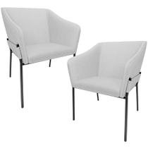 Kit 2 Cadeiras Para Sala de Jantar Estar Living Olívia L02 Linho Cinza - Lyam Decor