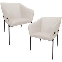Kit 2 Cadeiras Para Sala De Jantar Estar Living Olívia L02 Linho Cru - Lyam Decor