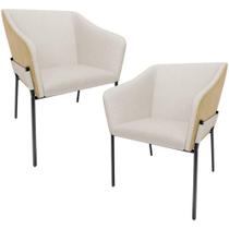 Kit 2 Cadeiras Para Sala De Jantar Estar Living Olívia L02 Linho Cru material sintético Fendi - Lyam Decor Kit 2 Cadeiras Para Sala De Jantar Estar Living Olívia L02 Linho Cru material sintético Fendi - Lyam Decor