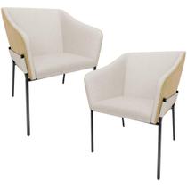 Kit 2 Cadeiras Para Sala de Jantar Estar Living Olívia L02 Linho Cru material sintético Fendi - Lyam Decor Kit 2 Cadeiras Para Sala de Jantar Estar Living Olívia L02 Linho Cru material sintético Fendi - Lyam Decor
