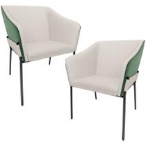 Kit 2 Cadeiras Para Sala de Jantar Estar Living Olívia L02 Linho Cru material sintético Verde - Lyam Decor