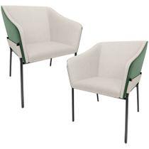 Kit 2 Cadeiras Para Sala de Jantar Estar Living Olívia L02 Linho Cru material sintético Verde - Lyam Decor Kit 2 Cadeiras Para Sala de Jantar Estar Living Olívia L02 Linho Cru material sintético Verde - Lyam Decor