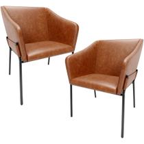 Kit 2 Cadeiras Para Sala de Jantar Estar Living Olívia L02 material sintético Camel - Lyam Decor