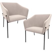 Kit 2 Cadeiras Para Sala de Jantar Estar Living Olívia L02 Suede Bege - Lyam Decor Kit 2 Cadeiras Para Sala de Jantar Estar Living Olívia L02 Suede Bege - Lyam Decor