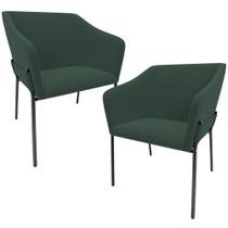Kit 2 Cadeiras Para Sala de Jantar Estar Living Olívia L02 Suede Verde - Lyam Decor