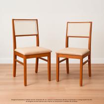 Kit 2 Cadeiras Para Sala De Jantar Estofadas em Madeira Maciça com Encosto de Tela