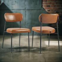 Kit 2 Cadeiras para Sala de Jantar material sintético Design Aço Carbono Lavinia