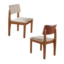 Kit 2 Cadeiras para Sala de Jantar Turim Castanho Cinamomo/Creme/Off White