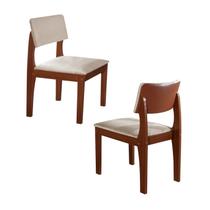 Kit 2 Cadeiras para Sala de Jantar Turim Castanho Prêmio/Creme/Off White