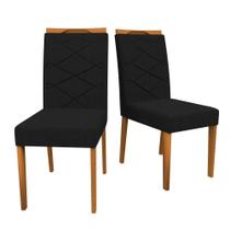 Kit 2 Cadeiras para Sala de Jantar Ype Suede Preto Caroline New Ceval