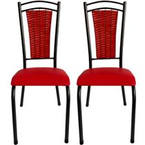 Kit 2 Cadeiras Paris Preto Craquelado Assento Vermelho 11425 - Wj Design