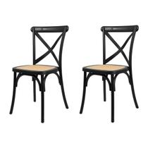 Kit 2 Cadeiras Paris Rattan Preta Polipropileno Sala Cozinha Jantar Restaurante Eventos - La Mobilia