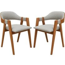 Kit 2 Cadeiras Perola em Linho Madeira WJ Decor