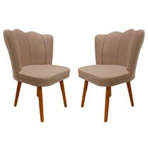 Kit 2 Cadeiras Pétala Decorativa Tecido Veludo Pés Palito - Bela Móveis