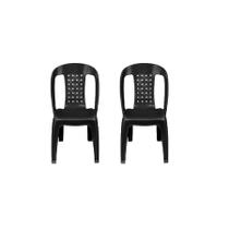 Kit 2 Cadeiras Plastica Empilhavel Bistrô Preta Arqplast