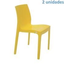 Kit 2 cadeiras plastica monobloco alice amarela tramontina