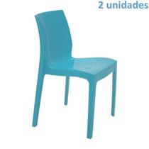 Kit 2 cadeiras plastica monobloco alice azul tramontina