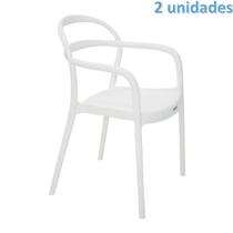 Kit 2 cadeiras plastica monobloco com bracos sissi branca tramontina