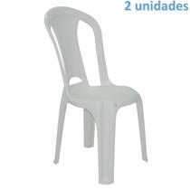 Kit 2 cadeiras plastica monobloco torres economy branca tramontina