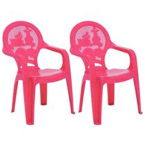 Kit 2 Cadeiras Plásticas Infantis Tramontina Catty Rosa +24m Empilhável Brinquedoteca