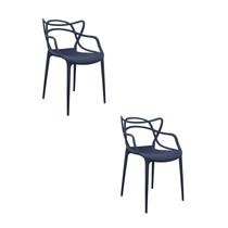 Kit 2 Cadeiras Polipropileno Alegra Espresso Móveis Azul/Marinho