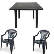 Kit 2 Cadeiras Poltrona 1 Mesa Quadrada Desmontável Plástico Kit 2 Cadeiras Poltrona 1 Mesa Quadrada Desmontável Plástico