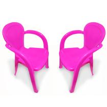 Kit 2 Cadeiras Poltrona Banqueta Infantil Plástico atividade Rosa Cód. 2394