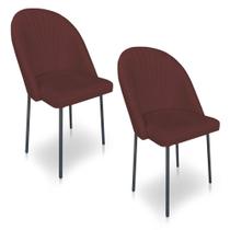 Kit 2 Cadeiras Poltrona de Jantar Ariel Suede Pés de Ferro Preto - Pallazio