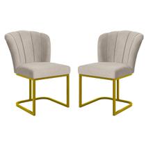 Kit 2 Cadeiras Poltrona Flor Pés Metal Dourado Mesa Quarto Cozinha