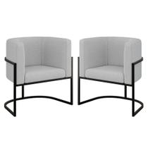 Kit 2 Cadeiras Poltrona Lua Bouclê Sala Quarto Preto Balaqui